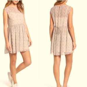 Madewell Floral Mini Dress - Cream and Pink